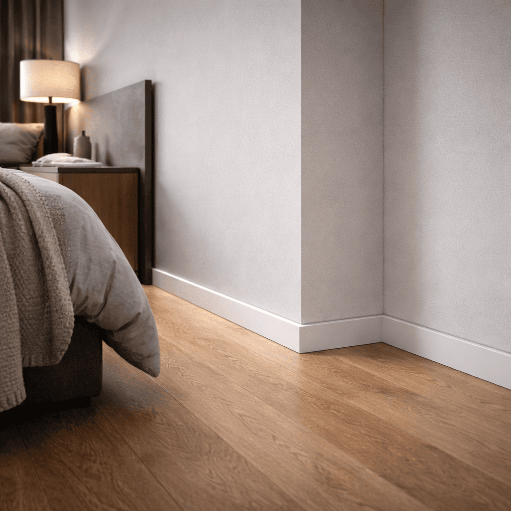 Скрытый плинтус в спальне — аккуратные углы