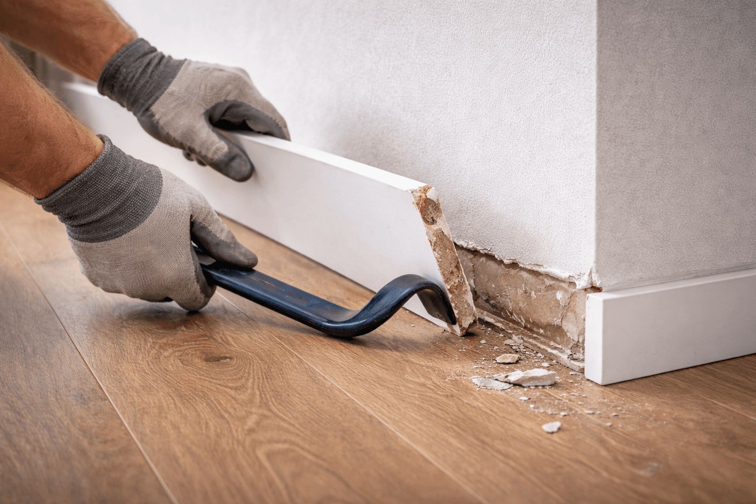 Демонтаж старого плинтуса